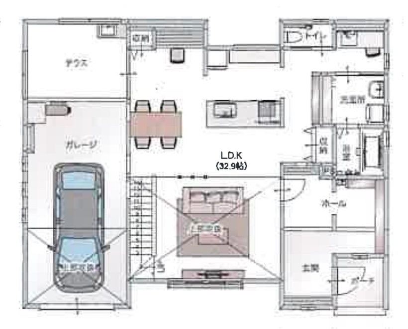 かっこいい50坪の2階建て間取り｜山形の注文住宅実例｜ミナガワ建設